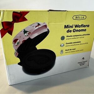 Bella Vita Pink and Black Gnome Waffle Maker NEW in Box